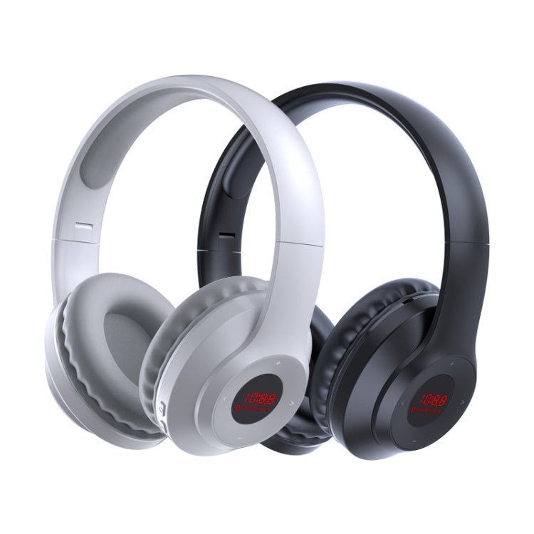 X5 Portable Digital Display Folding Headset FM Radio Headphones, Color: Bluetooth White - Radio Player by buy2fix | Online Shopping UK | buy2fix