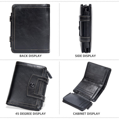 Baellerry D5112 RFID Anti-Theft Multi-Card Slot Buckle Tri-fold Zipper Short Wallet Coin Purse(Black) - Antimagnetic RFID Package by Baellerry | Online Shopping UK | buy2fix