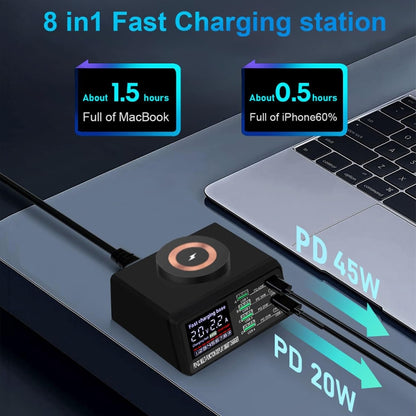 X9M 9-in-1 110W USB+PD Smart Multi-ports QI Magnetic Wireless Charger, Spec: White UK Plug - Multifunction Charger by buy2fix | Online Shopping UK | buy2fix