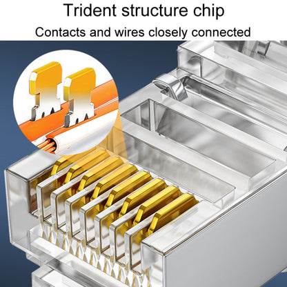1U 100pcs / Can JINGHUA S688 Gigabit Transport Cabling Extruded Super Cat6 Dual Shield RJ45 8P8C Connector - Lan Cable and Tools by JINGHUA | Online Shopping UK | buy2fix