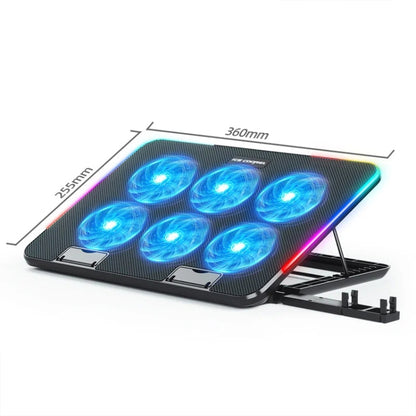 ICE COOREL A9R 6-fans Adjustable Laptop Stand Radiator with RGB Atmosphere Light(Black) - Cooling Pads by ICE COOREL | Online Shopping UK | buy2fix