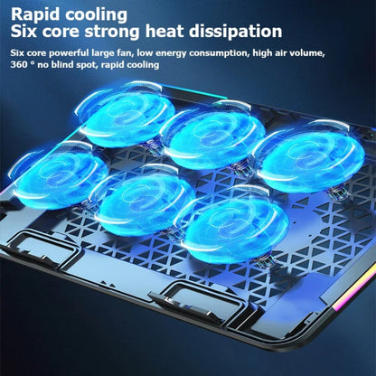 ICE COOREL A9R 6-fans Adjustable Laptop Stand Radiator with RGB Atmosphere Light(Black) - Cooling Pads by ICE COOREL | Online Shopping UK | buy2fix