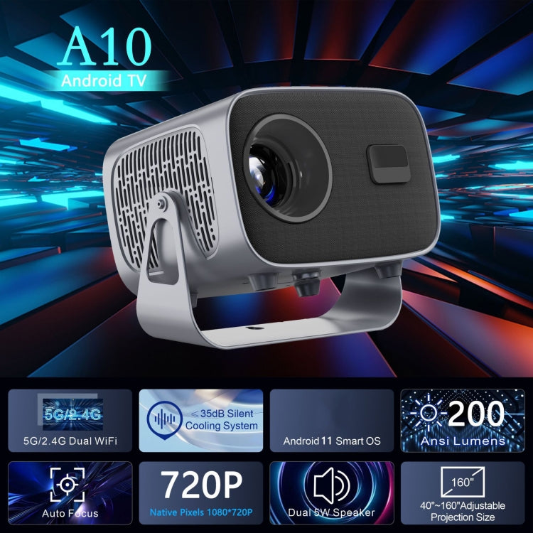 4K Smart Android Portable Projector UK Plug - Mini Projector by buy2fix | Online Shopping UK | buy2fix