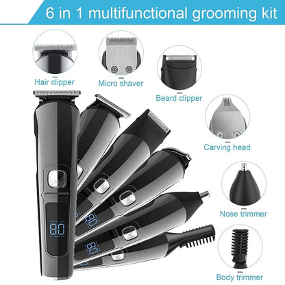 6 in 1 Men Waterproof Electric Hair Trimmer Kit Nose Trimmer, Mustache Trimmer Body Shaver 8988 - Hair Trimmer by buy2fix | Online Shopping UK | buy2fix