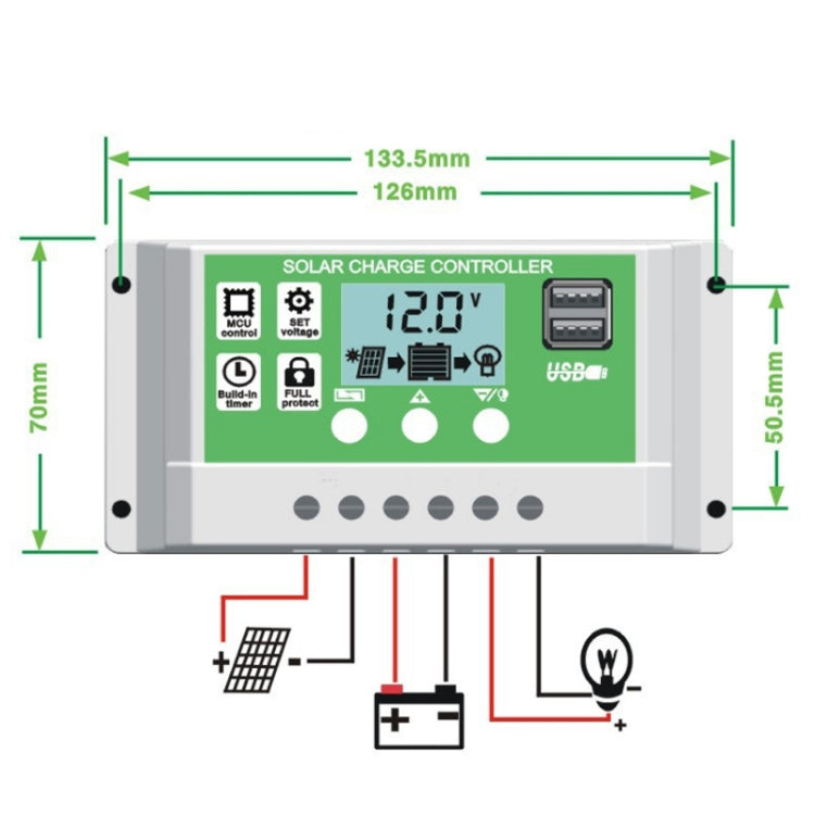 20A 12V PWM Solar Cell Panel Charger Controller Lithium-ion Lead-acid Battery Solar Controller - Voltage Stabilizer by buy2fix | Online Shopping UK | buy2fix