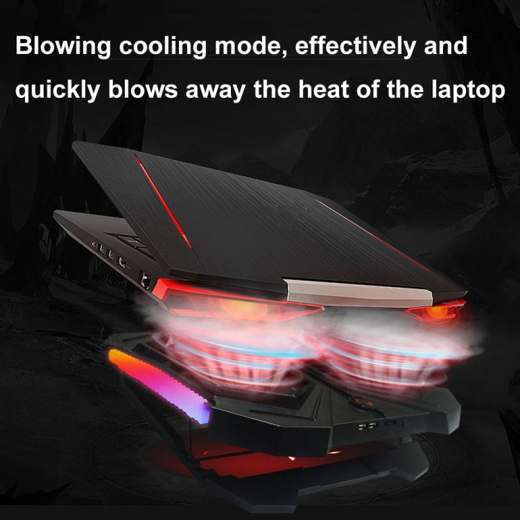 YL-017 2-Fans RGB Lighting Effect Silent Adjustable Speed Laptop Cooling Stand(Black) - Cooling Pads by buy2fix | Online Shopping UK | buy2fix