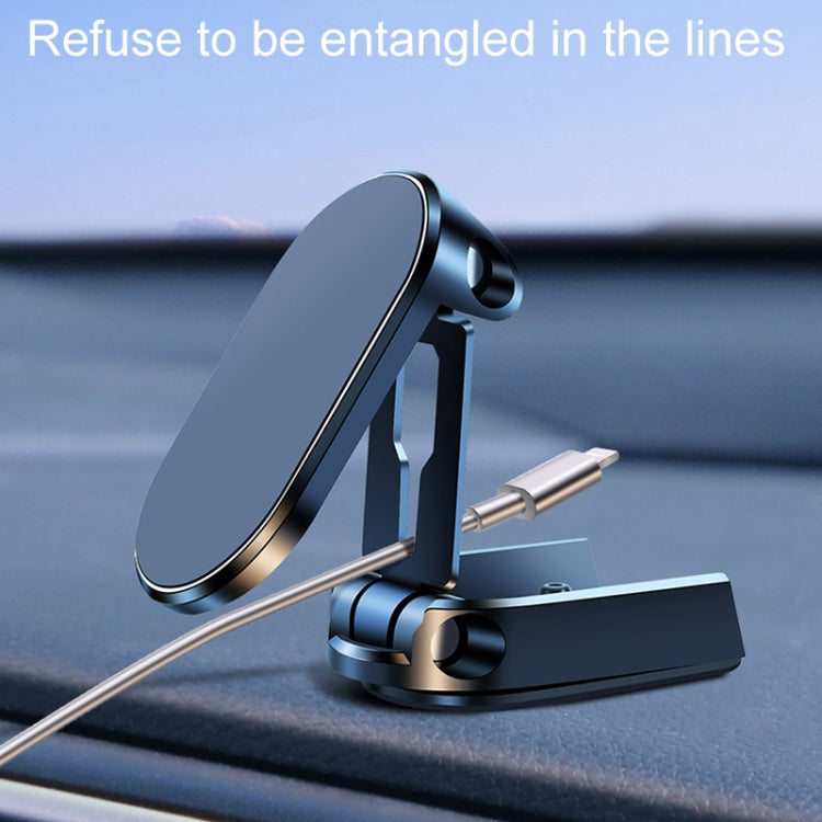 D11 Magnetic Folding Car Phone Holder Rotatable Dashboard Stick-On Navigation Stand(Silver Gloosy) - Car Holders by buy2fix | Online Shopping UK | buy2fix