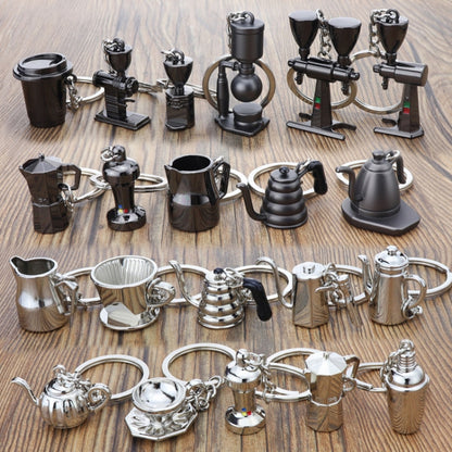 Mini Metal Keychain Coffee Utensils Decorative Pendant, Style: Tray Coffee Cup Silver - Key Rings by buy2fix | Online Shopping UK | buy2fix