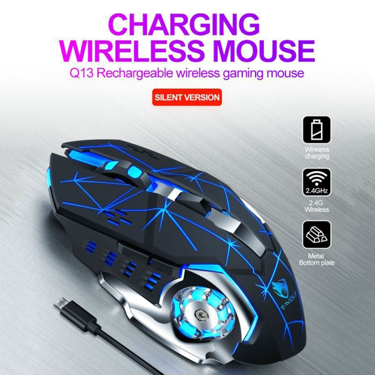 T-WOLF Q13 2.4GHz 6-keys RGB Colorful Light Gaming Wireless Mouse, Color: Dual Mode Gray - Wireless Mice by T-WOLF | Online Shopping UK | buy2fix