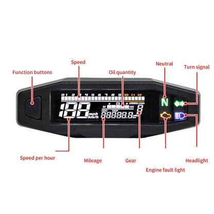 Motorcycle HD LCD Fuel Level Speed Electronic Instrument - Electrical Instruments by buy2fix | Online Shopping UK | buy2fix