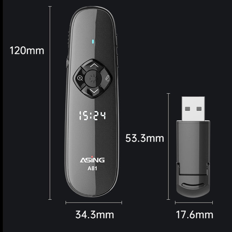 ASiNG A81 PPT Page Turning Clicker With Timing Function & 32G 3-in-1 USB Receiver, Color: Red Light -  by ASiNG | Online Shopping UK | buy2fix