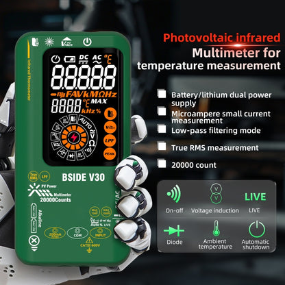 BSIDE V30 Intelligent Colorful Screen PV Multimeter Infrared Thermometer - Thermostat & Thermometer by BSIDE | Online Shopping UK | buy2fix