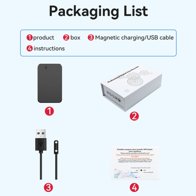 128GB AI Voice Recorder App Control Supports 58 Languages Simultaneous Interpretation / Transcribe & Summarize(Black) - Other Style by buy2fix | Online Shopping UK | buy2fix