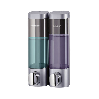 Bosharon Shampoo Shower Gel Box Household Hand Sanitizer Box Bathroom Wall-mounted Punch-free Double-head Soap Dispenser, Style:Double Grid(Silver Gray) - Soap Dispenser by buy2fix | Online Shopping UK | buy2fix