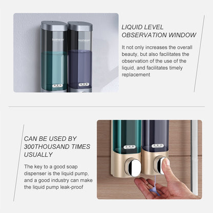Bosharon Shampoo Shower Gel Box Household Hand Sanitizer Box Bathroom Wall-mounted Punch-free Double-head Soap Dispenser, Style:Double Grid(Silver Gray) - Soap Dispenser by buy2fix | Online Shopping UK | buy2fix