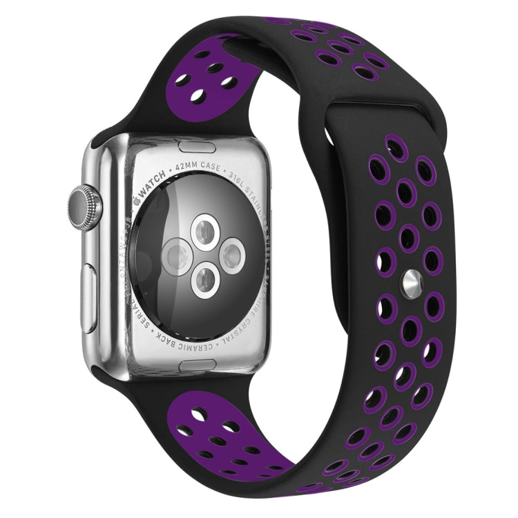 For Apple Watch Series 7 41mm / 6 & SE & 5 & 4 40mm / 3 & 2 & 1 38mm Fashionable Classical Silicone Sport Watch Band (Black Purple) - Watch Bands by buy2fix | Online Shopping UK | buy2fix