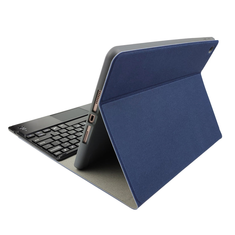 RK102C Detachable Magnetic Plastic Bluetooth Keyboard with Touchpad + Silk Pattern TPU Tablet Case for iPad 10.2, with Pen Slot & Bracket(Blue) - Universal by buy2fix | Online Shopping UK | buy2fix