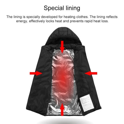 USB Heated Smart Constant Temperature Hooded Warm Coat for Men and Women (Color:Black Size:XXXL) - Down Jackets by buy2fix | Online Shopping UK | buy2fix