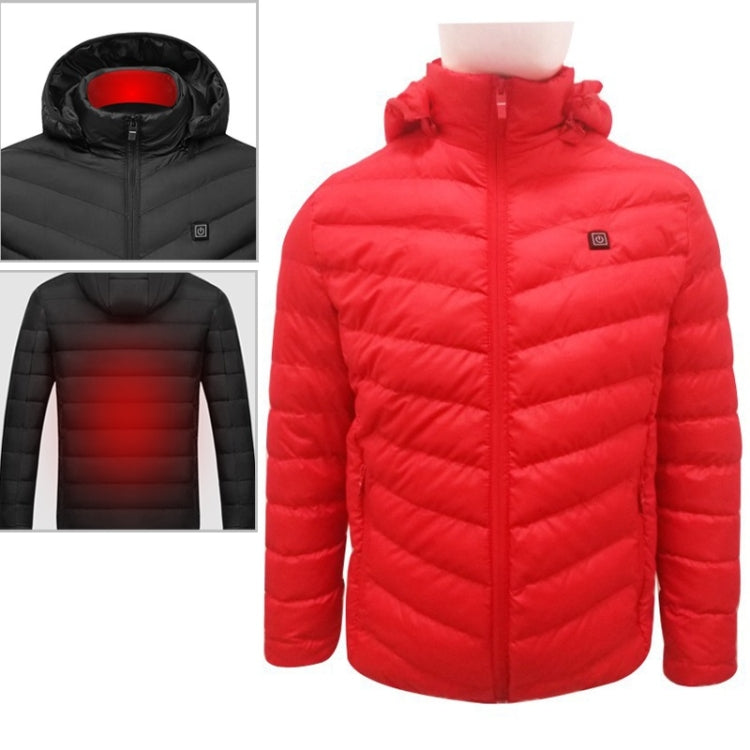 USB Heated Smart Constant Temperature Hooded Warm Coat for Men and Women (Color:Red Size:XXXXL) - Down Jackets by buy2fix | Online Shopping UK | buy2fix