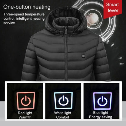 USB Heated Smart Constant Temperature Hooded Warm Coat for Men and Women (Color:Red Size:L) - Down Jackets by buy2fix | Online Shopping UK | buy2fix