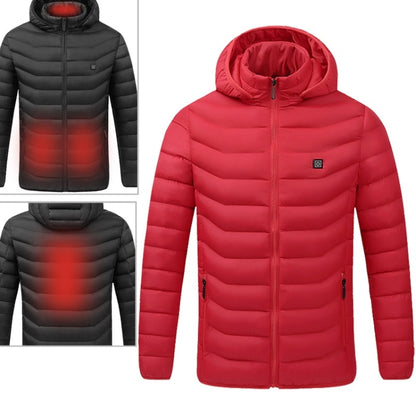 USB Heated Smart Constant Temperature Hooded Warm Coat for Men and Women (Color:Red Size:XL) - Down Jackets by buy2fix | Online Shopping UK | buy2fix