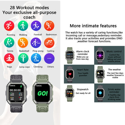 KR06 Waterproof Pedometer Sport Smart Watch, Support Heart Rate / Blood Pressure Monitoring / BT Calling(Green) - Smart Wear by buy2fix | Online Shopping UK | buy2fix