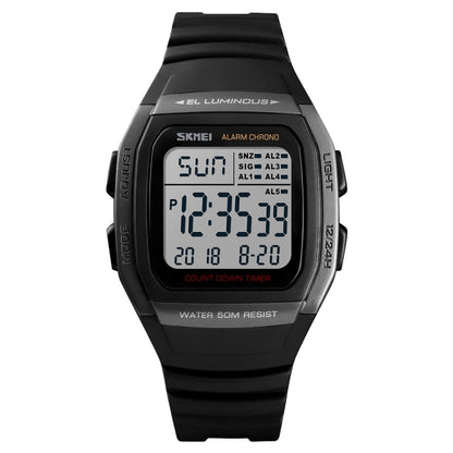 SKMEI 1278 Fashionable Outdoor 50m Waterproof Digital Watch Student Sports Wrist Watch Support 5 Group Alarm Clocks (Titanium) - Sport Watches by SKMEI | Online Shopping UK | buy2fix