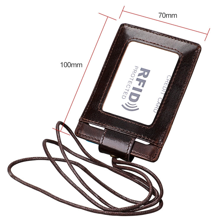 KB153 Antimagnetic RFID Leather Card Holder ID Card Badge with Lanyard(Coffee) - Antimagnetic RFID Package by buy2fix | Online Shopping UK | buy2fix