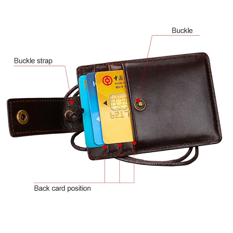 KB153 Antimagnetic RFID Leather Card Holder ID Card Badge with Lanyard(Coffee) - Antimagnetic RFID Package by buy2fix | Online Shopping UK | buy2fix