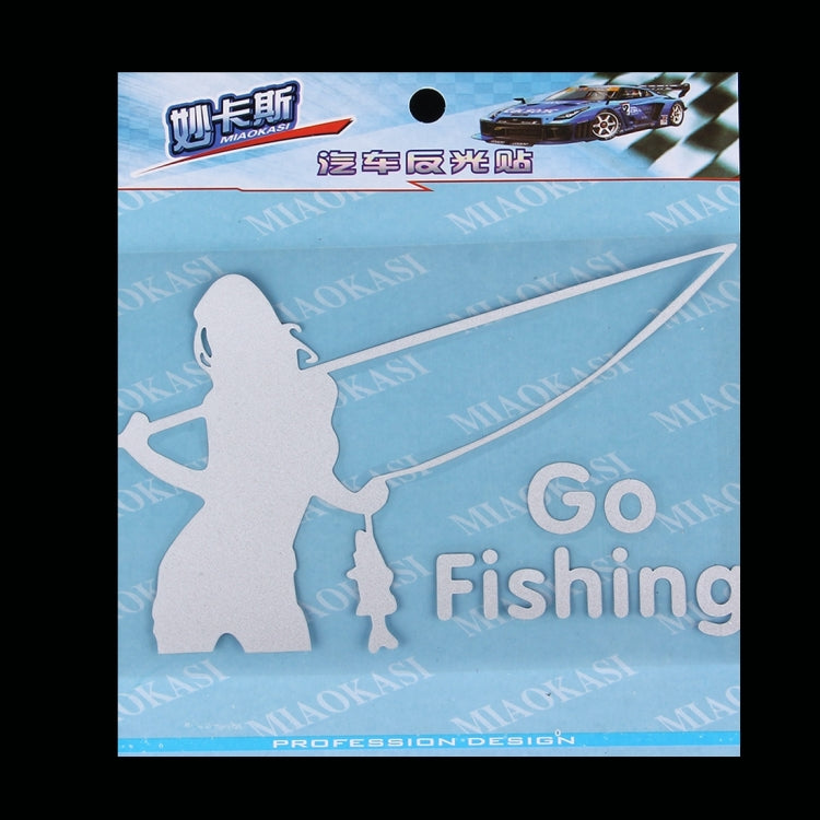 Beauty Go Fishing Styling Reflective Car Sticker, Size: 14cm x 8.5cm(Silver) - Decorative Sticker by buy2fix | Online Shopping UK | buy2fix