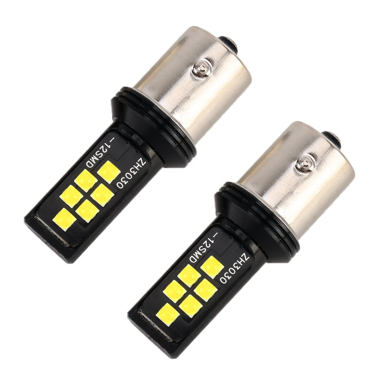 2 PCS 1156 DC9-16V / 3.5W Car Auto Turn Lights 12LEDs SMD-ZH3030 Lamps, with Constant Current(White Light) - Arrow Turn Lights by buy2fix | Online Shopping UK | buy2fix