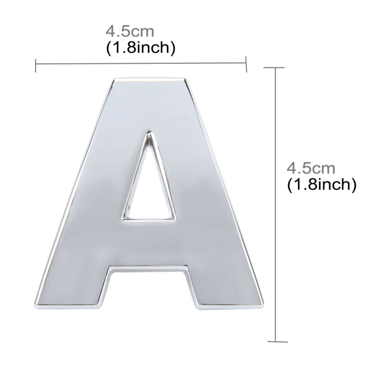 Car Vehicle Badge Emblem 3D English Letter A Self-adhesive Sticker Decal, Size: 4.5*4.5*0.5cm - 3D Metal Sticker by buy2fix | Online Shopping UK | buy2fix