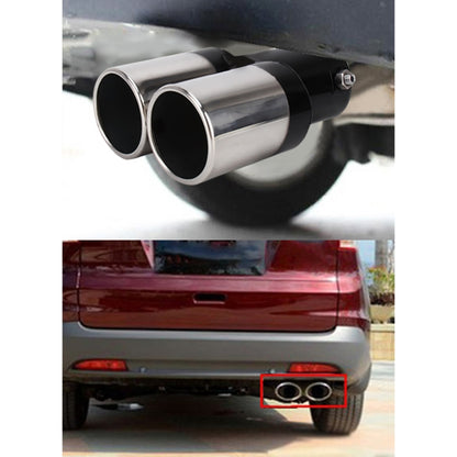 Universal Car Styling Stainless Steel Straight Double Outlets Exhaust Tail Muffler Tip Pipe(Black) - In Car by buy2fix | Online Shopping UK | buy2fix