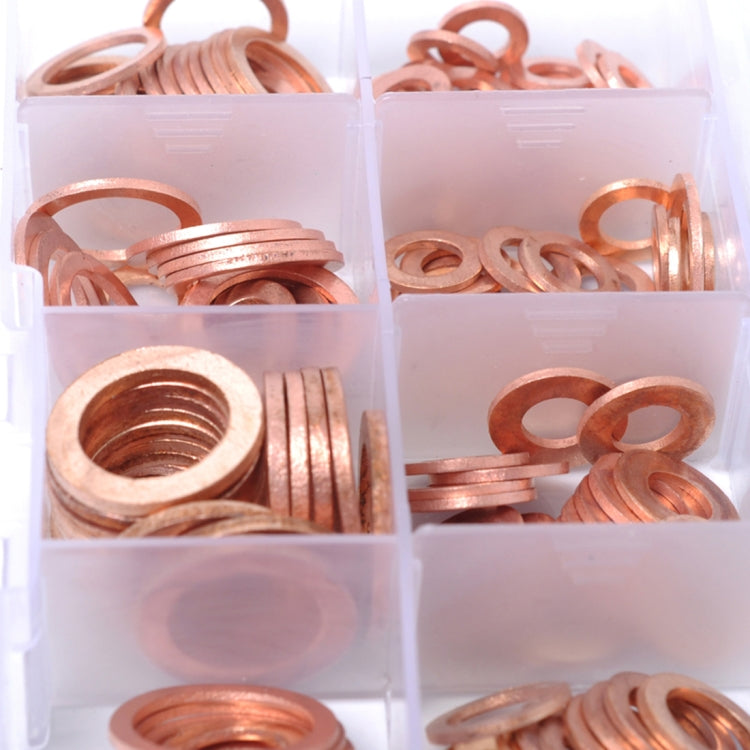 200 PCS O Shape Solid Copper Crush Washers Assorted Oil Seal Flat Ring Kit for Car / Boat  / Generators - In Car by buy2fix | Online Shopping UK | buy2fix