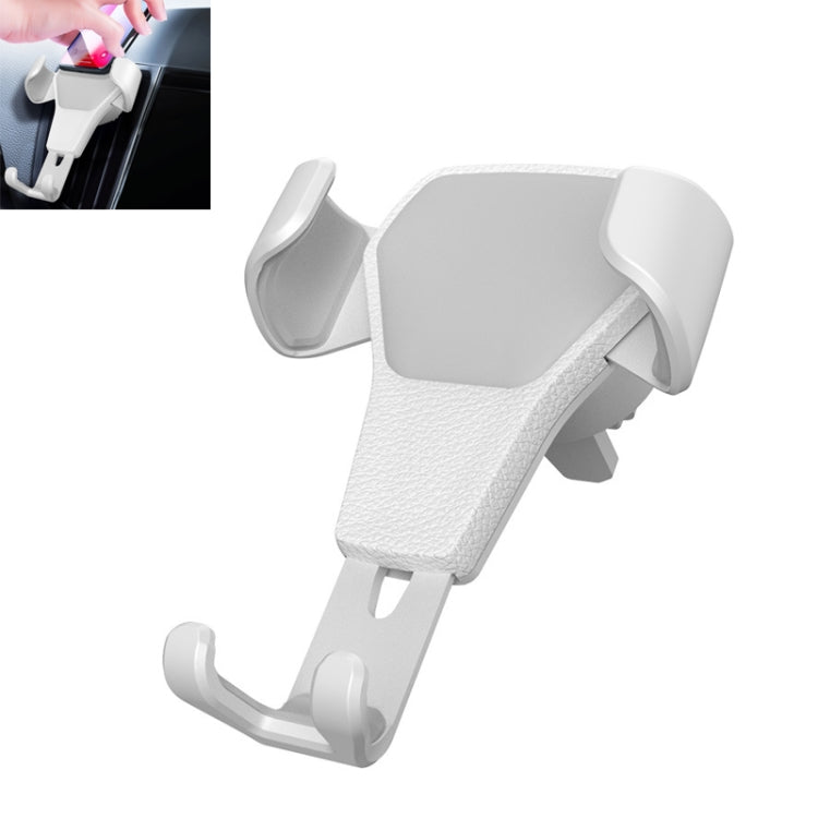 Litchi Texture Gravity Car Mount Phone Holder (White) - Car Holders by buy2fix | Online Shopping UK | buy2fix