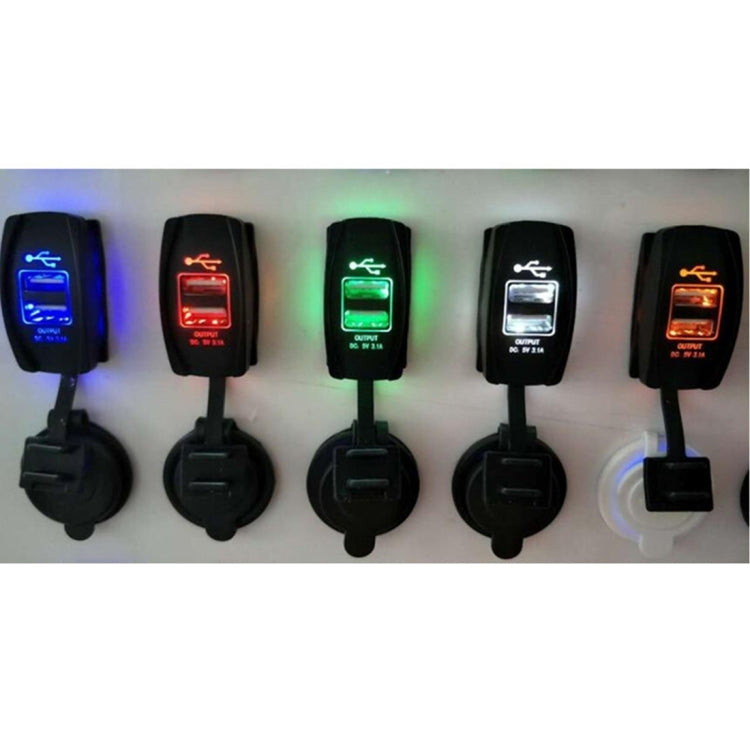 Car Motorcycle Dual USB Port Charge with Dustproof Cover and LED Light(Random Color Delivery) - Car Charger by buy2fix | Online Shopping UK | buy2fix