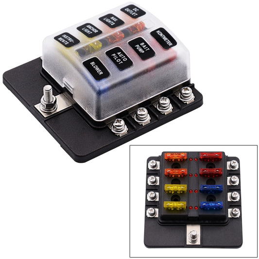 1 in 8 Out Fuse Box Screw Terminal Section Fuse Holder Kits with LED Warning Indicator for Auto Car Truck Boat - In Car by buy2fix | Online Shopping UK | buy2fix