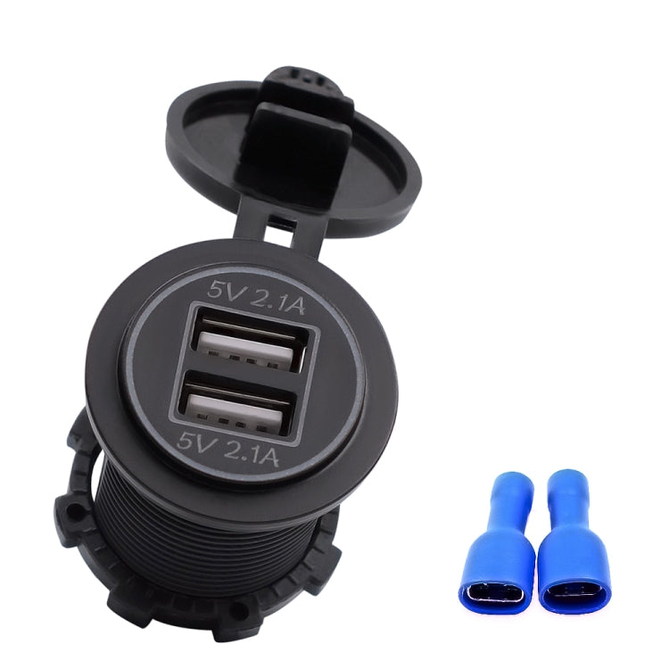 Universal Car Charger 2 Port Power Socket Power Dual USB Charger 5V 4.2A IP66 with Aperture(Blue Light) - In Car by buy2fix | Online Shopping UK | buy2fix