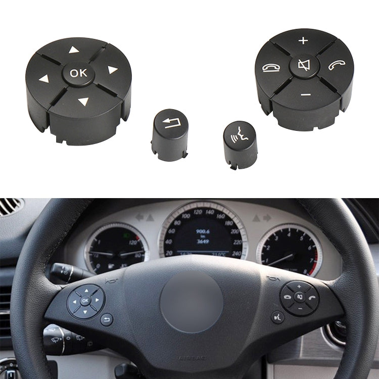 1 Pair Car Steering Wheel Switch Buttons Panel for Mercedes-Benz W204 2007-2014, Left Driving(Black) - In Car by buy2fix | Online Shopping UK | buy2fix