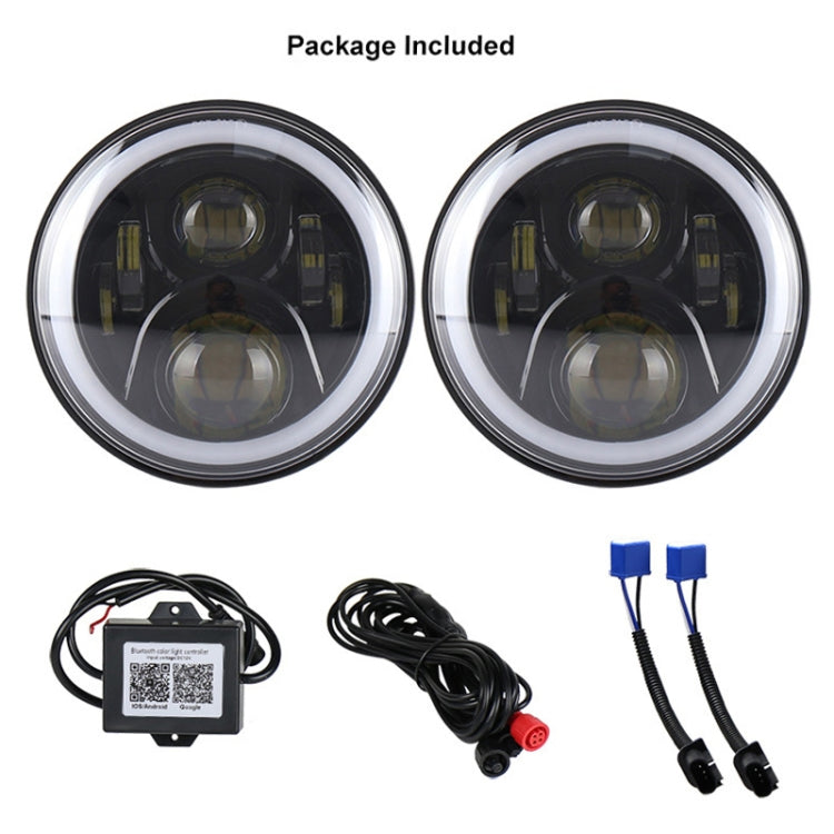 2 PCS 7 inch DC12V 6000K-6500K 50W Car LED Headlight Cree Lamp Beads for Jeep Wrangler / Harley, Support APP + Bluetooth Control - In Car by buy2fix | Online Shopping UK | buy2fix