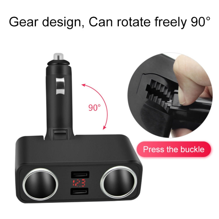 SHUNWEI SD-1925 120W 3A Car 2 in 1 Dual USB Charger 90 Degree Free Rotation Cigarette Lighter(Black) -  by SHUNWEI | Online Shopping UK | buy2fix
