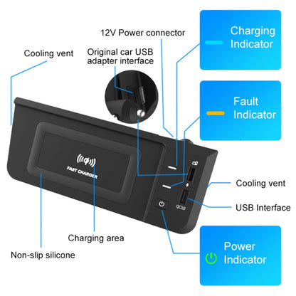 HFC-1051 Car Qi Standard Wireless Charger 15W / 10W Quick Charging for Audi Q5L 2018-2022, Left Driving - In Car by buy2fix | Online Shopping UK | buy2fix