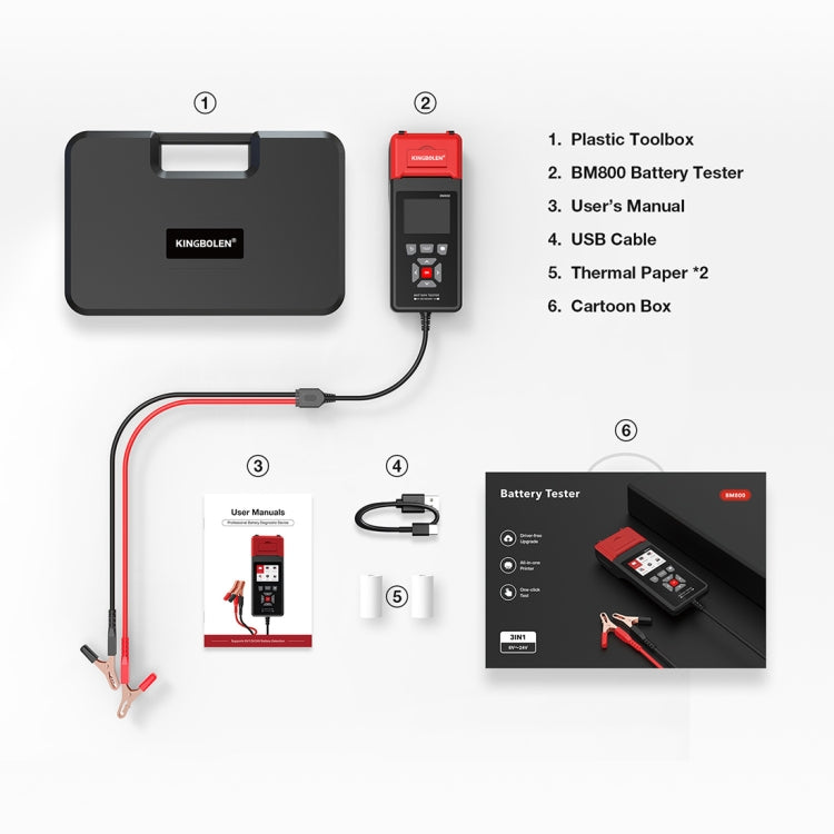 KINGBOLEN BM800 Car Digital Load Battery Tester with Printer Function - In Car by buy2fix | Online Shopping UK | buy2fix