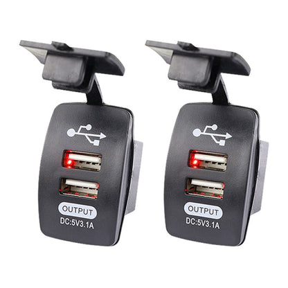 2 PCS Switch Type Dual USB 3.1A Car Charger 12-24V (Red Light) - In Car by buy2fix | Online Shopping UK | buy2fix