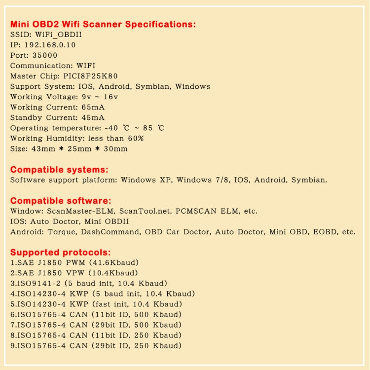 OBD2 WIFI Mini Car Detector Car Fault Diagnostic Tool - In Car by buy2fix | Online Shopping UK | buy2fix