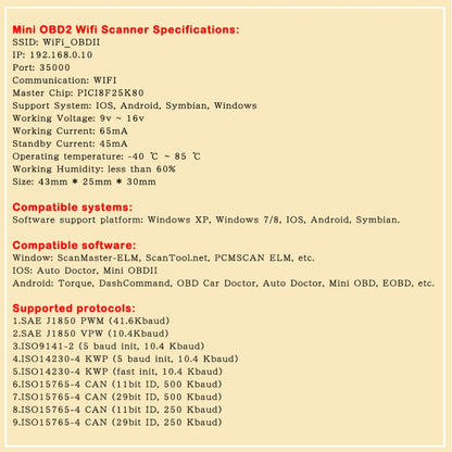 OBD2 WIFI Mini Car Detector Car Fault Diagnostic Tool - In Car by buy2fix | Online Shopping UK | buy2fix