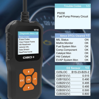 V318 Car OBD2 Color Screen Diagnostic Tool Code Reader - In Car by buy2fix | Online Shopping UK | buy2fix
