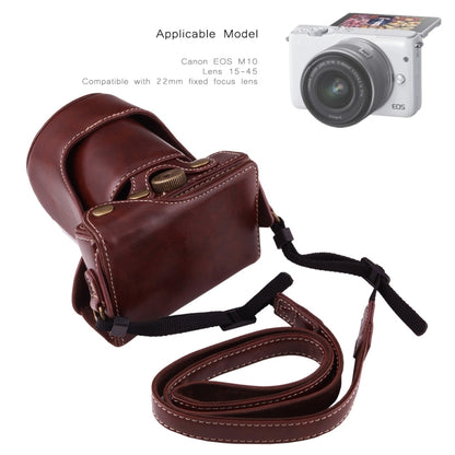 Full Body Camera PU Leather Case Bag with Strap for Canon EOS M10(Coffee) - Camera Accessories by buy2fix | Online Shopping UK | buy2fix