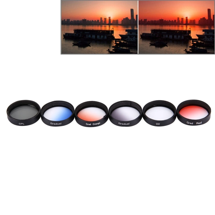 JUNESTAR 6 in 1 Professional 34mm Lens Filter(CPL + UV + Gradual Red + Gradual Orange + Gradual Blue + Gradual Grey) for DJI Phantom 3 & 4 -  by JSR | Online Shopping UK | buy2fix