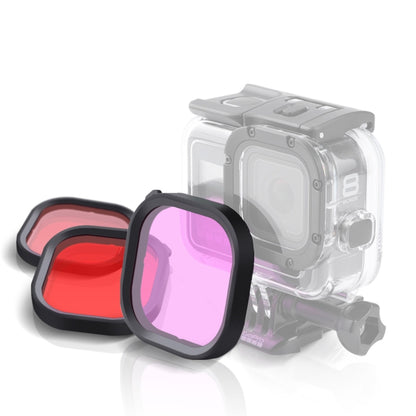 Pink Purple Red 3 Color Square Housing Diving Lens Filter Kits for GoPro HERO8 Black Original Waterproof Housing - DJI & GoPro Accessories by buy2fix | Online Shopping UK | buy2fix